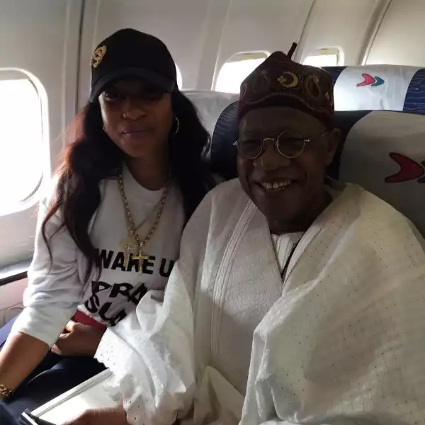 Tonto Dikeh Spotted With Lai Mohammed On A Flight
